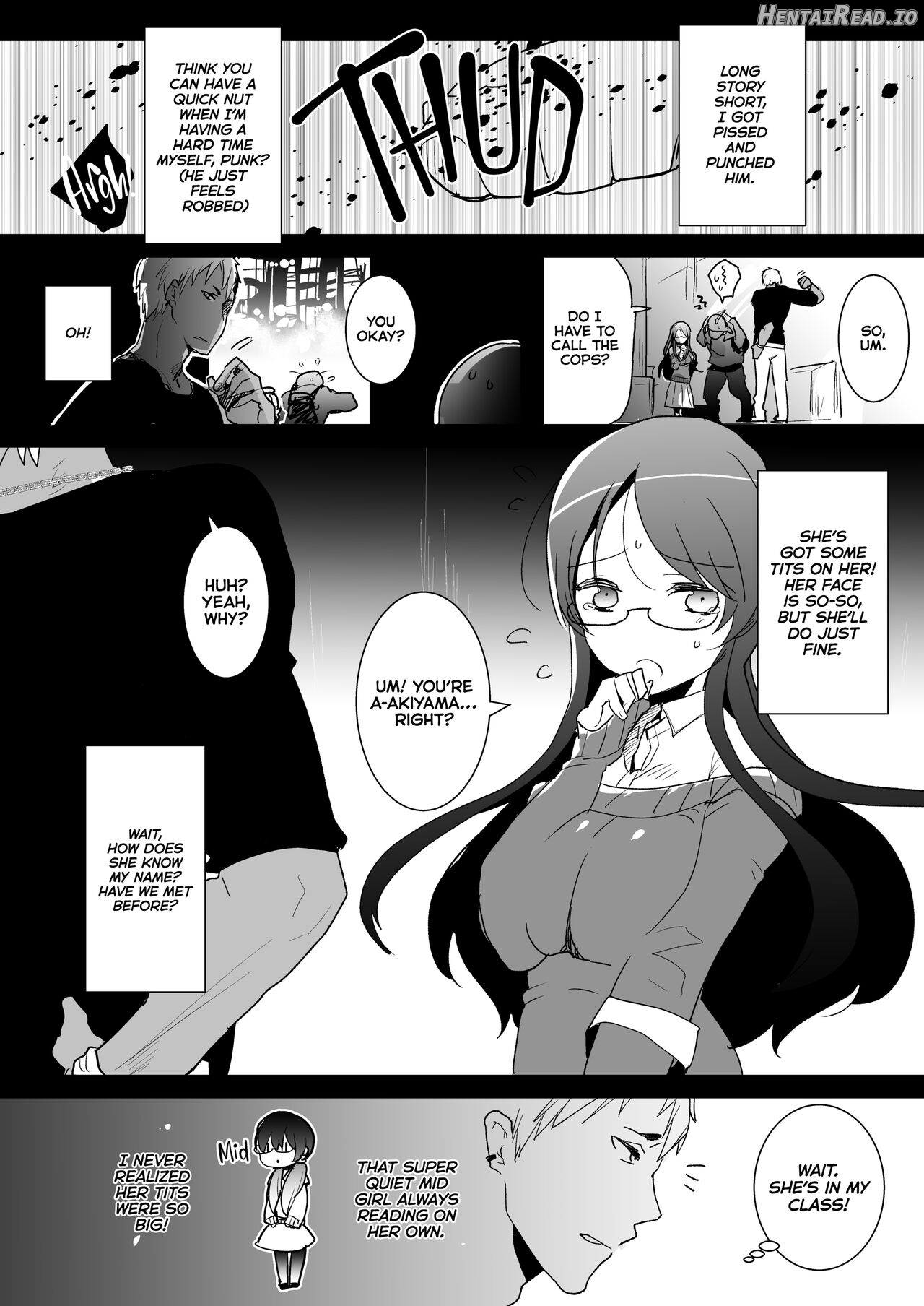 Yarichin no Ore ga Boukan ni Osowareteta Otonashii Classmate (Kyonyuu) o Tasukete Kuou to Shitara Gyaku ni Kyokon Futanari Chinpo Sokuochi shita Toki no Hanashi - Decensored Chapter 1 - page 3