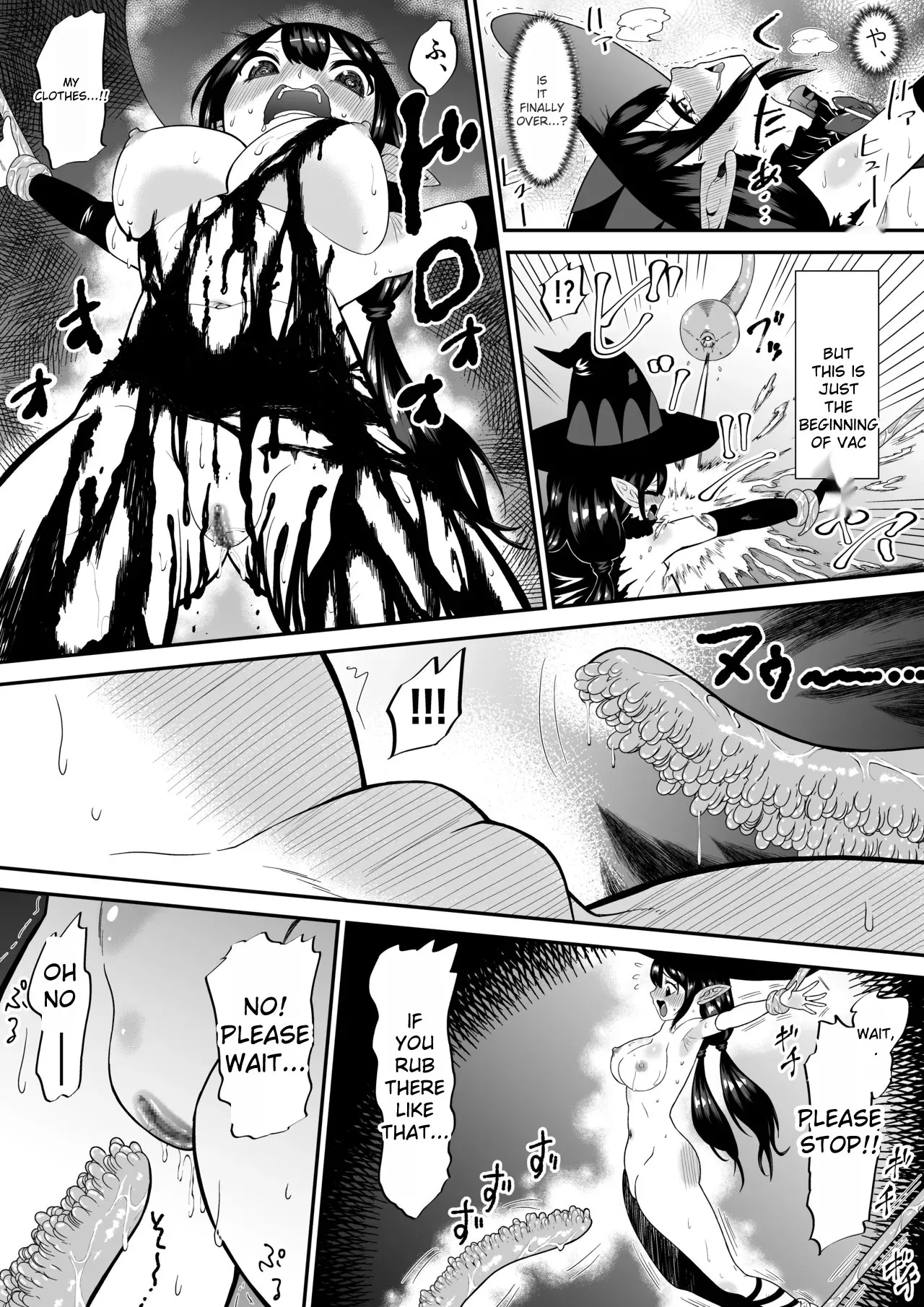 A story about a witch who thought she was invincible, but was tickled and soaked by tentacles and made to cry. Chapter 1 - page 18
