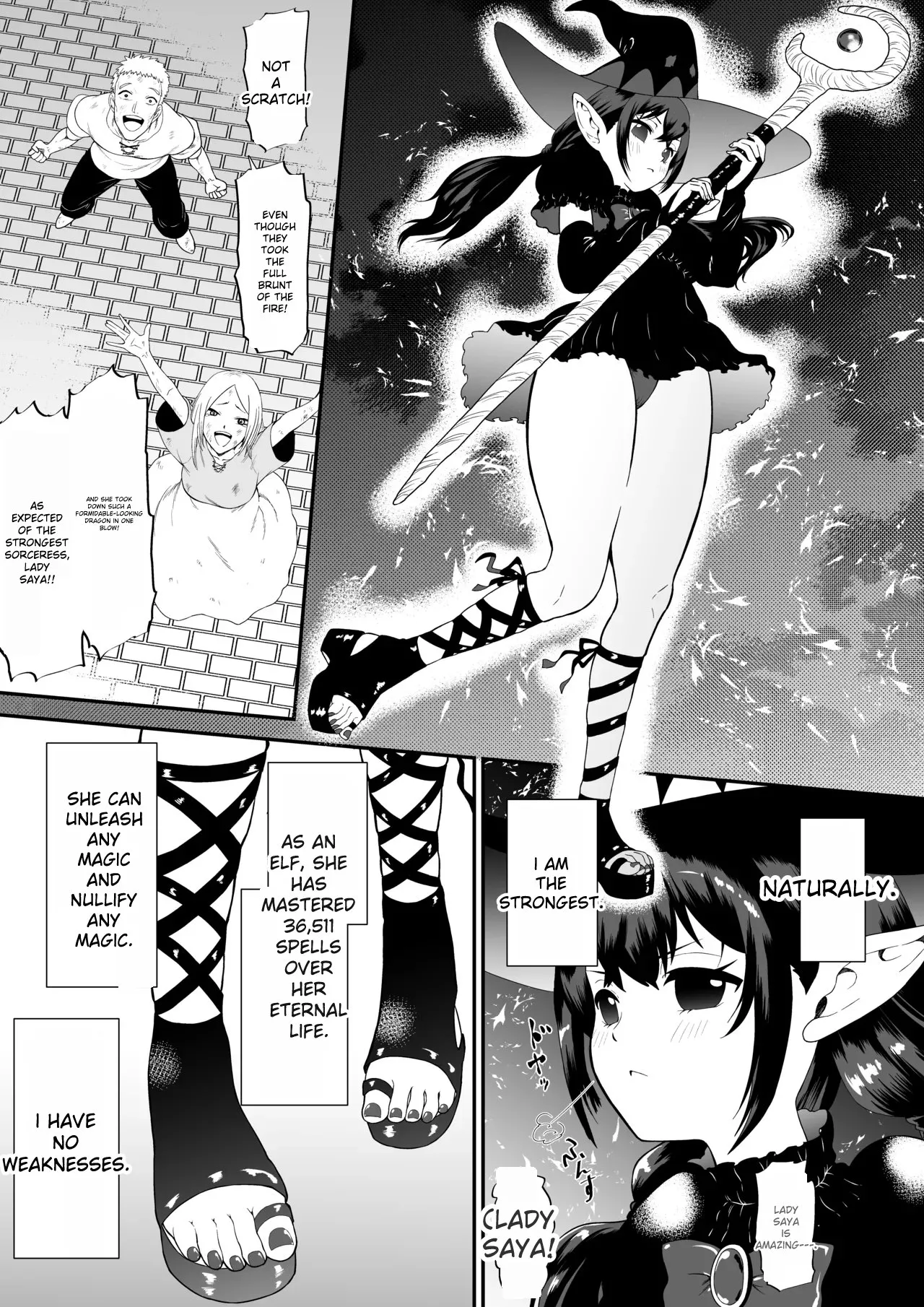 A story about a witch who thought she was invincible, but was tickled and soaked by tentacles and made to cry. Chapter 1 - page 3