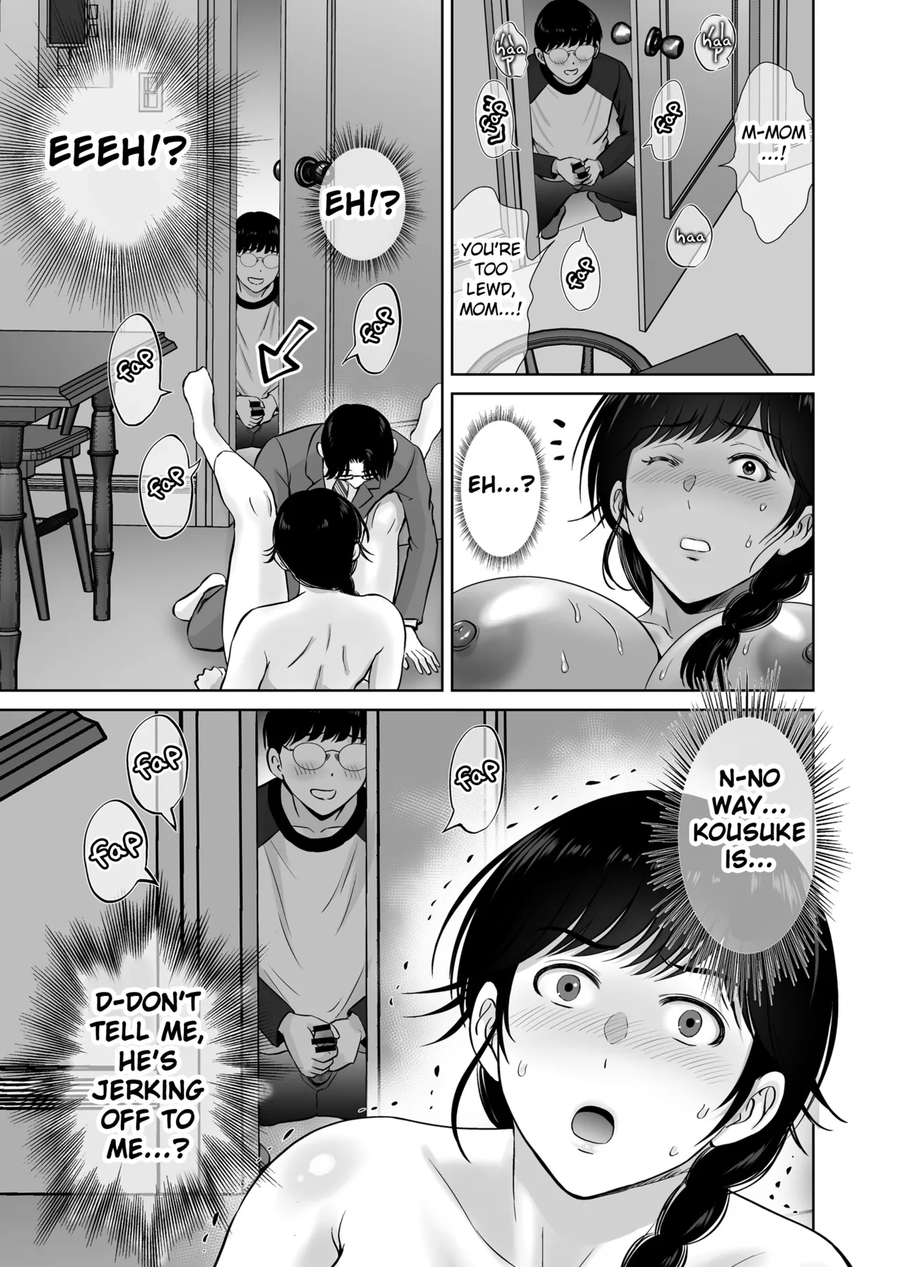 Kyonyuu Kaa-san ga Boku no Me mo Mae de Oji-san no Namachin de Ikimakutta Hanashi Chapter 1 - page 49