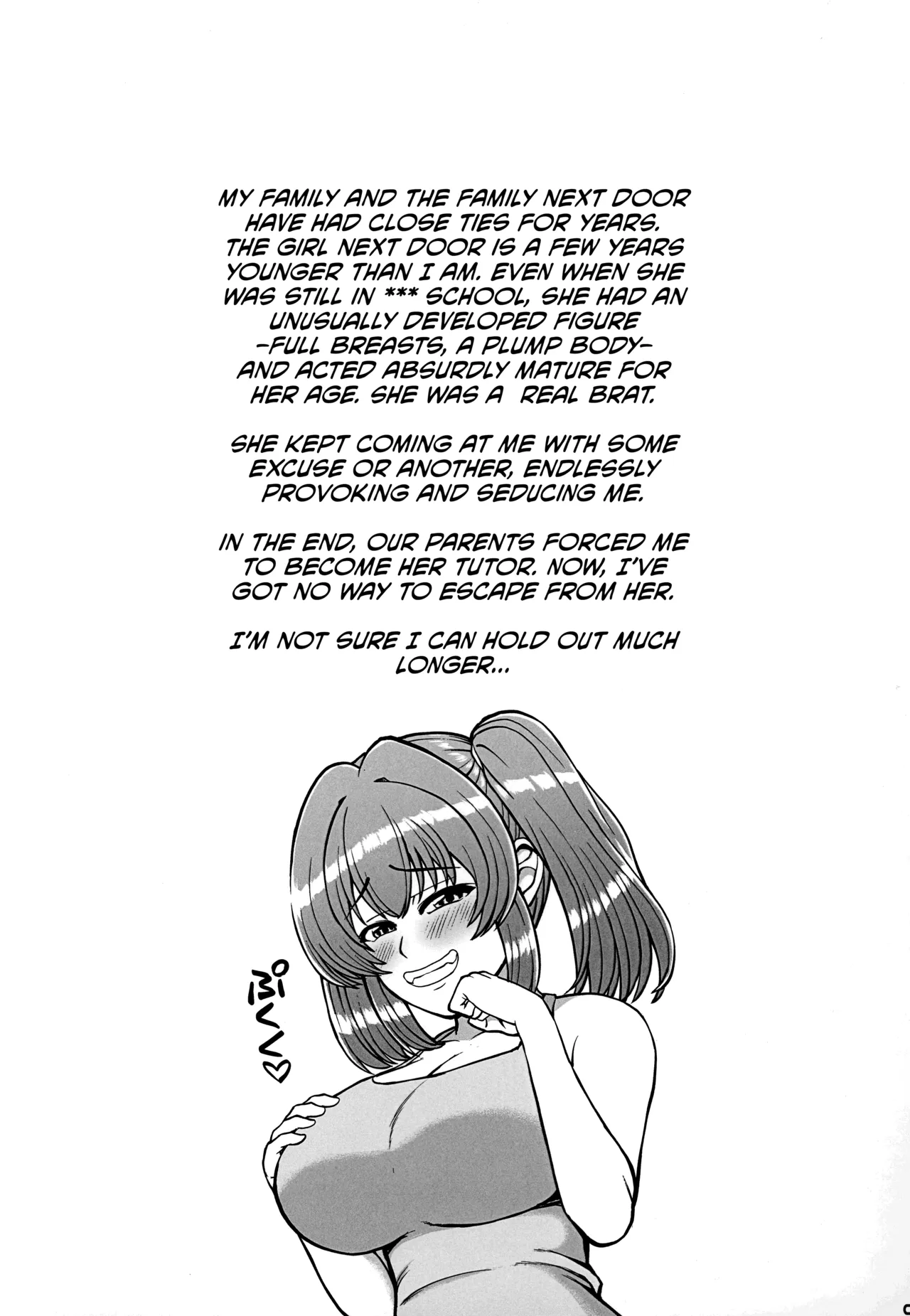 Kazokugurumi de Tsukiai no Aru Tonari no Ie no Hatsuiku shikitta Kuso Namaiki na Mesugaki ga Ore o Shitsuyou ni Chouhatsu shite kite Sorosoro Gaman Dekinai Chapter 1 - page 2