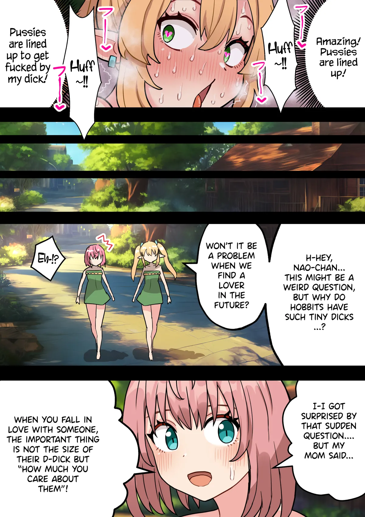 Cumming with a big dick feels really good! A story about a short futanari hobbit girl with an uncircumcised dick turning into a sex monster because of a cock ring Chapter 1 - page 66
